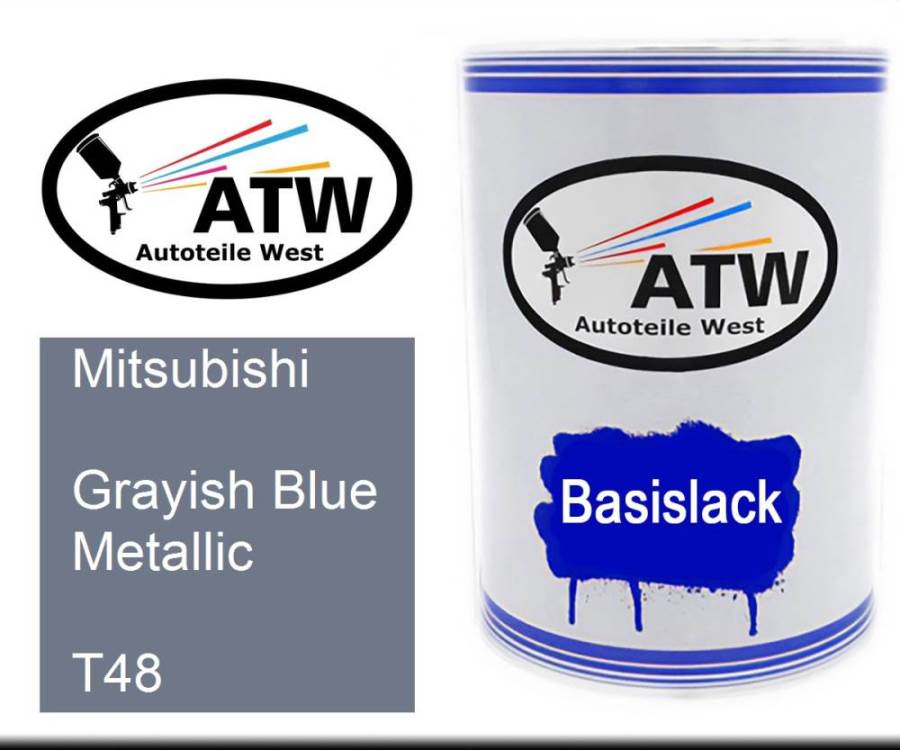 Mitsubishi, Grayish Blue Metallic, T48: 500ml Lackdose, von ATW Autoteile West.